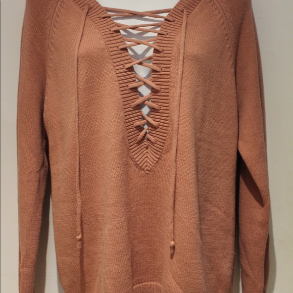 2/$15 Forever 21 Lace Up Front Knit Sweater - Picture 2 of 2